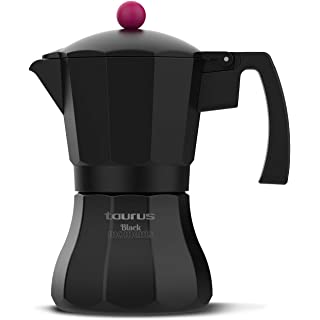 Taurus Black Moments 9 - aparat de cafea italian, 9 cesti, baza si sita din otel inoxidabil, maner ergonomic, supapa de siguranta, inchidere din silicon pentru siguranta sporita, pentru toate arzatoarele, negru