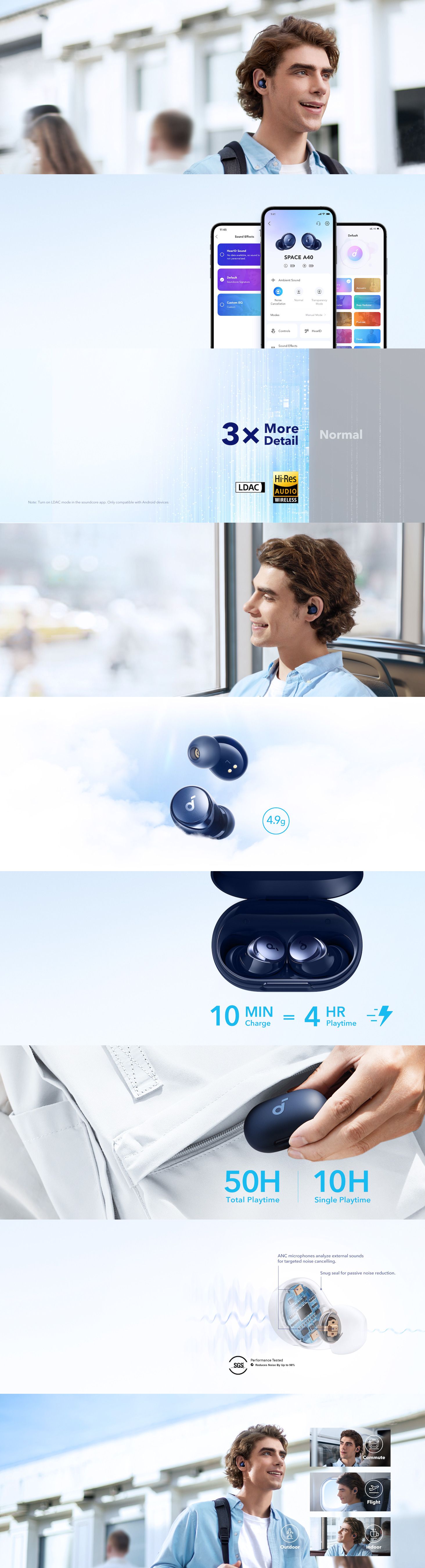 Casti in-ear mega usoare Anker Soundcore Space A40