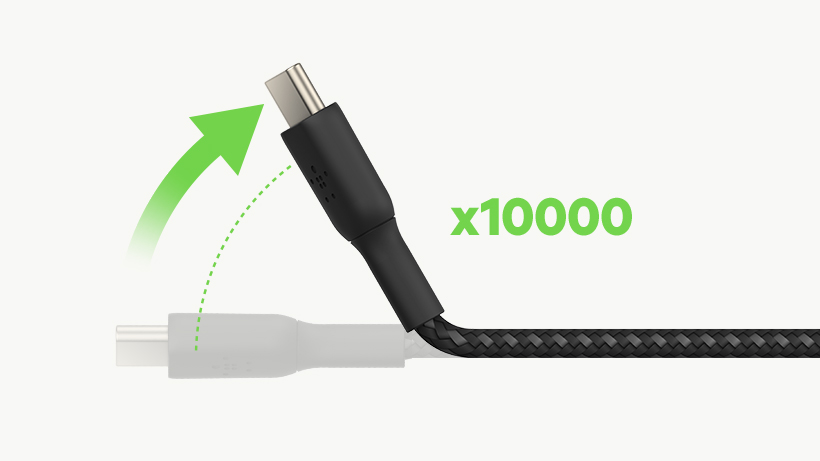 BOOST↑CHARGE USB-A to Micro-USB Cable being bent at an angle